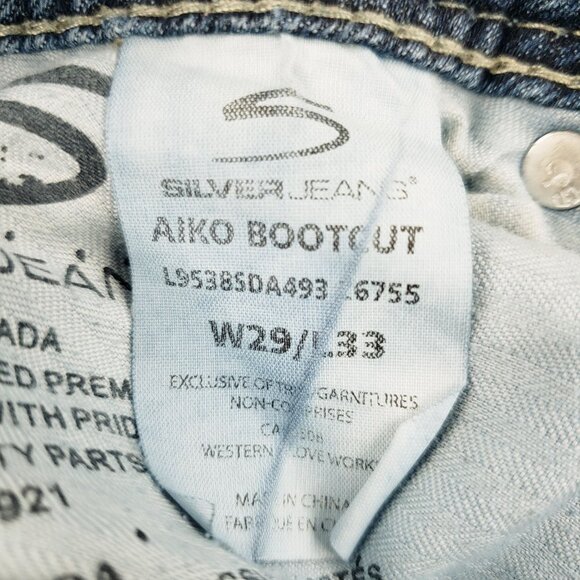 Silver Jeans Co Jeans Women 29x33 Aiko Bootcut Embroidered Whiskered Low Rise - Picture 5 of 15